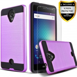 BLU R1 HD Case, 2-Piece Style Hybrid Shockproof Hard Case Cover with [Premium Screen Protector] Hybird Shockproof And Circlemalls Stylus Pen (Purple)